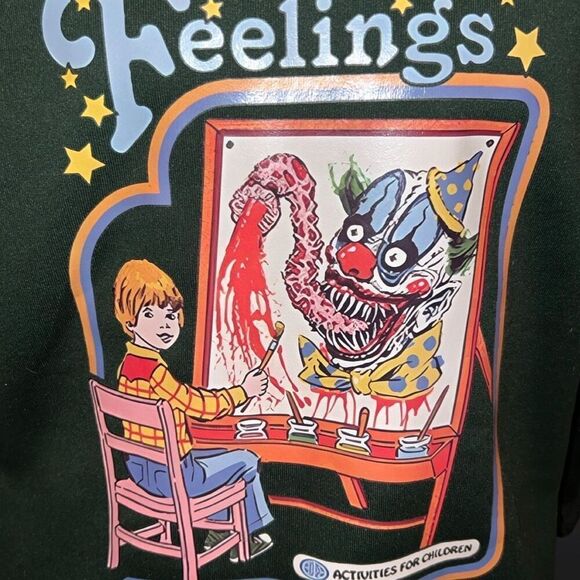 NWOT Unisex Feelings Child Activities Painting Horror Humor Sweatshirt Size XL - Picture 3 of 3